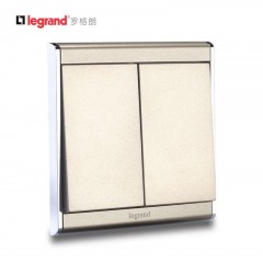 罗格朗 尚韵缎沙金开关插座面板86型二开双控开关 双开双控面板