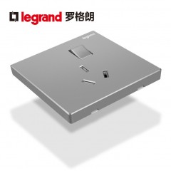 罗格朗 16a安带开关插座面板空调大功率电热水器一开三孔银色灰色