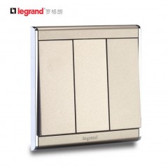 罗格朗 尚韵缎沙金开关插座面板 86型三开单控开关面板