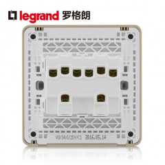 罗格朗 开关插座细金纹四开单控荧光开关 四联单控开关面板荧光
