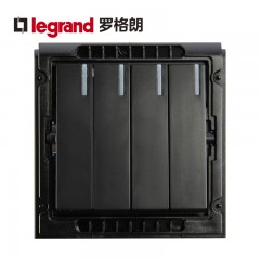 罗格朗 黑色四开双控4开四联面板家用四位电灯开关4联86型墙壁
