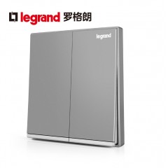 罗格朗 逸景深砂银双开双控二开灰色二位面板家用双联电灯开关银色
