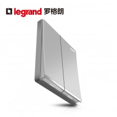 罗格朗 逸景深砂银双开双控二开灰色二位面板家用双联电灯开关银色