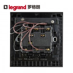 罗格朗 家用黑色三开双控带LED指示灯三位双控开关面板3开三联