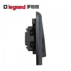 罗格朗 家用黑色三开双控带LED指示灯三位双控开关面板3开三联