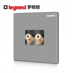 罗格朗 开关插座面板深砂银 一位音响插座 两头音箱插座面板 86型