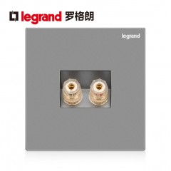 罗格朗 开关插座面板深砂银 一位音响插座 两头音箱插座面板 86型
