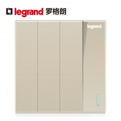 罗格朗 大面板开关家用四联双控4开四位四开双控开关86型米兰金
