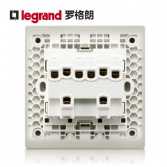 罗格朗 大面板开关家用四联双控4开四位四开双控开关86型米兰金