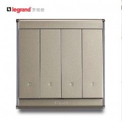 罗格朗 开关插座尚韵缎沙金 四位单极面板 四开单控荧光 香槟金