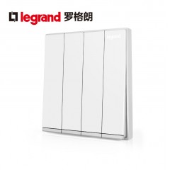 罗格朗 逸景四开双控带LED灯4开四联双控面板家用四位电灯开关插座