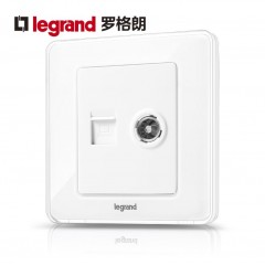 罗格朗 86型冰莹白电脑电视插座面板网线电视 有线网络插座