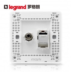 罗格朗 86型冰莹白电脑电视插座面板网线电视 有线网络插座