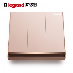 罗格朗 逸景粉色三开双控三位双控面板家用三位电灯开关3开墙壁
