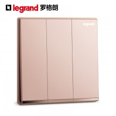 罗格朗 逸景粉色三开双控三位双控面板家用三位电灯开关3开墙壁