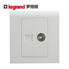 罗格朗 电脑电视插座面板 电视线网线网络有线闭路网络二合一插座
