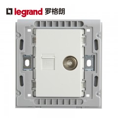 罗格朗 电脑电视插座面板 电视线网线网络有线闭路网络二合一插座