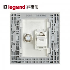 罗格朗 电脑电视插座面板 电视线网线网络有线闭路网络二合一插座