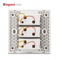 罗格朗 三开双控自动复位开关面板回弹电灯三联带LED灯指示家用3开