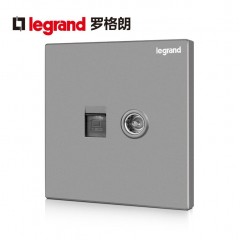 罗格朗 深砂银电脑电视 网络网线网口插座面板+有线TV逸景家用