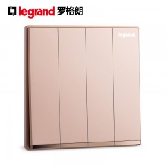 罗格朗 插座十大品牌粉色四位四开单控开关4开四联单控面板逸景