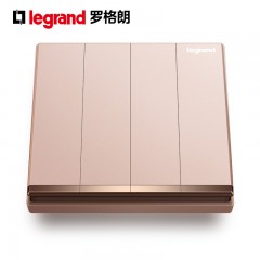 罗格朗 插座十大品牌粉色四位四开单控开关4开四联单控面板逸景