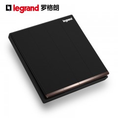 罗格朗 插座十大品牌黑色四位四开单控开关4开四联单控面板逸景