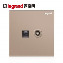 罗格朗 电视电脑插座开关网线有线TV闭路网络面板逸景玫瑰金