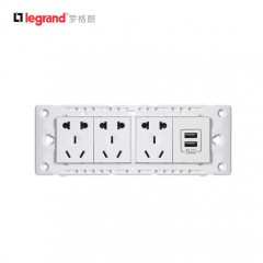 罗格朗 尚超风118型开关插座三位五孔+USB充电插座面板 15孔