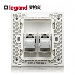 罗格朗 插座面板米兰金二位电脑双口网线两孔网络墙壁电源86型