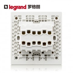 罗格朗 银色四开双控4开四位家用墙壁电灯开关86型深砂银面板灰色