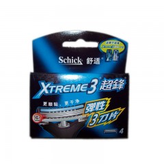 舒适/Schick 超锋3剃须刀专用刀片4片 xtreme3层男士弹性刮胡刀片