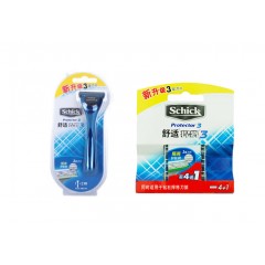 Schick/舒适 捍将3手动剃须刀+7刀片 protector3钻石悍将三层刮胡刀架
