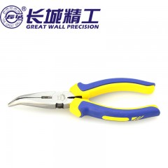长城精工 弯嘴钳双色套塑柄6寸弯嘴尖嘴钳歪嘴钳鸟嘴钳弯头钳 218046