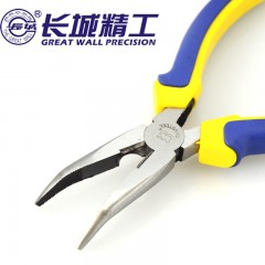 长城精工 弯嘴钳双色套塑柄6寸弯嘴尖嘴钳歪嘴钳鸟嘴钳弯头钳 218046