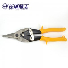 长城精工 铁皮剪镀镍合金彩柄直口航空剪剪切金属板材铁皮剪刀铁剪 410512
