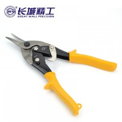 长城精工 铁皮剪镀镍合金彩柄直口航空剪剪切金属板材铁皮剪刀铁剪 410512