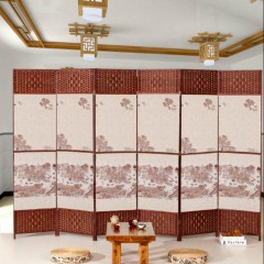 国产 布艺藤草编餐厅酒店屏风隔断直播背景屏风办公室屏风卧室隔断玄关 150*40cm/扇