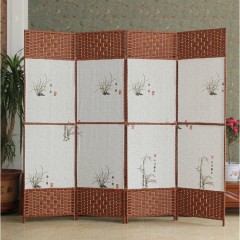 国产 布艺藤草编餐厅酒店屏风隔断直播背景屏风办公室屏风卧室隔断玄关 150*40cm/扇