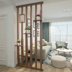 现代简约实木客厅餐厅玄关隔断屏风顶天立地装饰风水镂空储物座屏