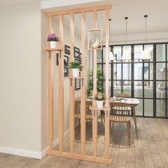 现代简约实木客厅餐厅玄关隔断屏风顶天立地装饰风水镂空储物座屏