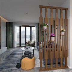国产 现代实木镂空简约玄关隔断屏风顶天立地入户格栅干湿分区客厅座屏
