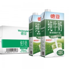 德亚 脱脂牛奶纯牛奶1L*12盒整箱装