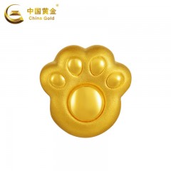 中国黄金  黄金转运珠0.89g生肖狗小狗爪足金吊坠串珠珠宝首饰