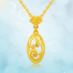 中国黄金 黄金项链吉祥彩云足金吊坠项链套链珠宝首饰5.7g