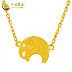 中国黄金  黄金项链足金 吉祥小象套链金项链女O字链新款首饰6.08g