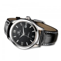 天王  表机械表男表皮带手表皮带休闲男士防水腕表黑色GS5750