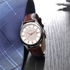 天王表 机械表男表情侣皮带手表皮带休闲男士防水腕表GS5750