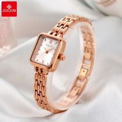 聚利时  女士手表学生简约时尚钢带小巧防水方形名牌手表