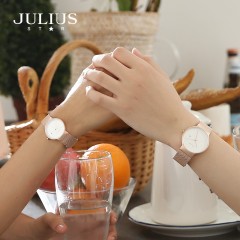 聚利时  手表明星系列韩版简约时尚日历防水石英情侣钢带表JS-009